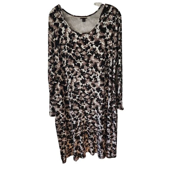 J.Jill Black and White Floral Midi Shift Dress Plus Size 2X - Picture 1 of 5